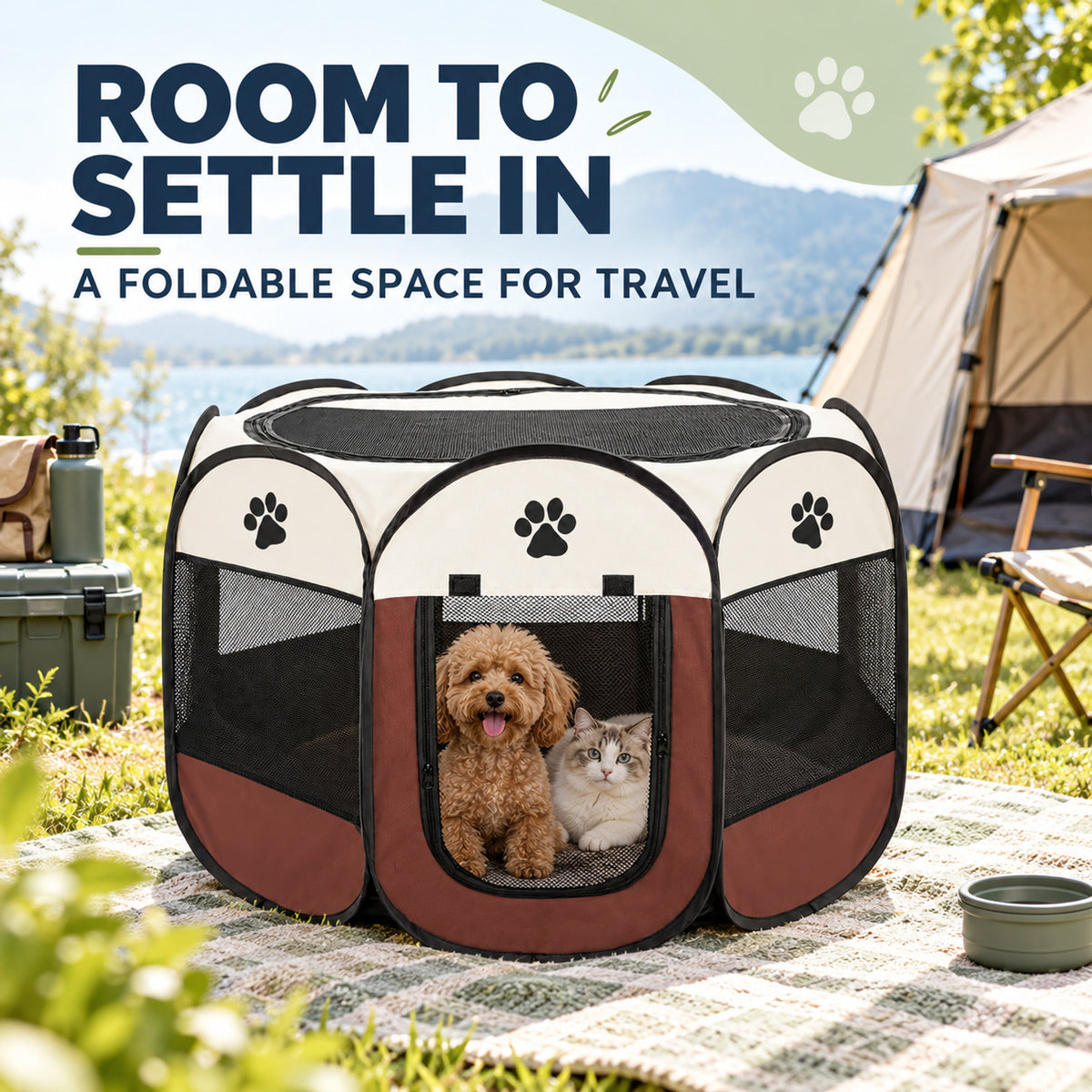 Foldable Pet Playpen, 6 Colors, 3 Sizes & 2 Packages, By GAVPEPY image 2 - 01-Overview.jpg