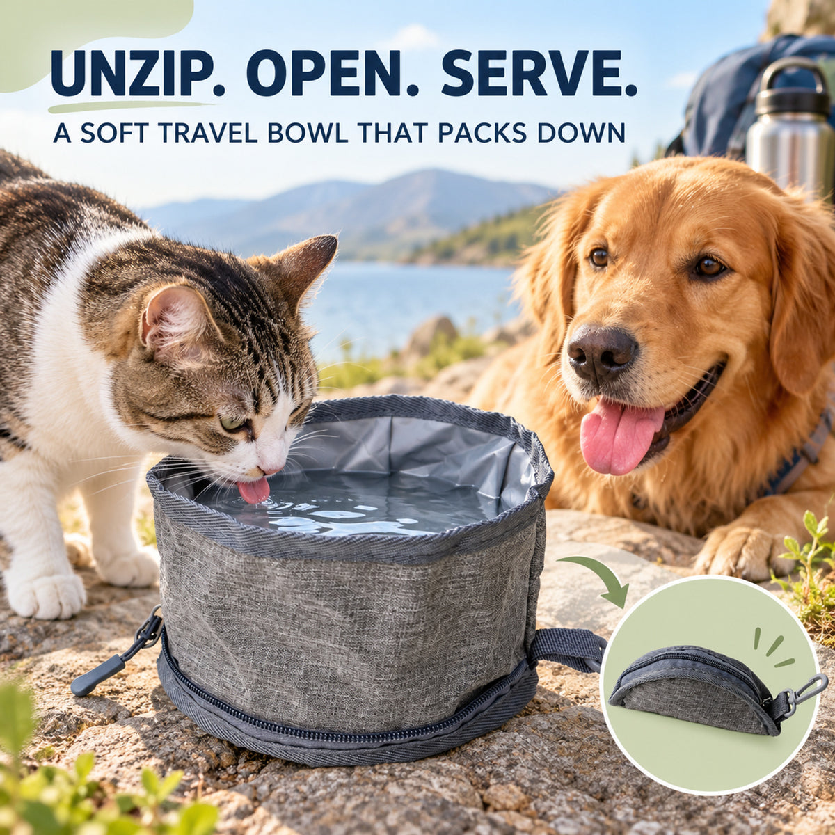 Foldable Oxford Fabric Pet Bowl, 2 Packages, By GAVPEPY image 2 - 01-Overview.jpg