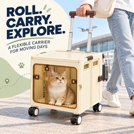 Hard-Shell Rolling Pet Carrier, 2 Colors, 2 Sizes & 2 Styles, By GAVPEPY image 2 - 01-Overview.jpg