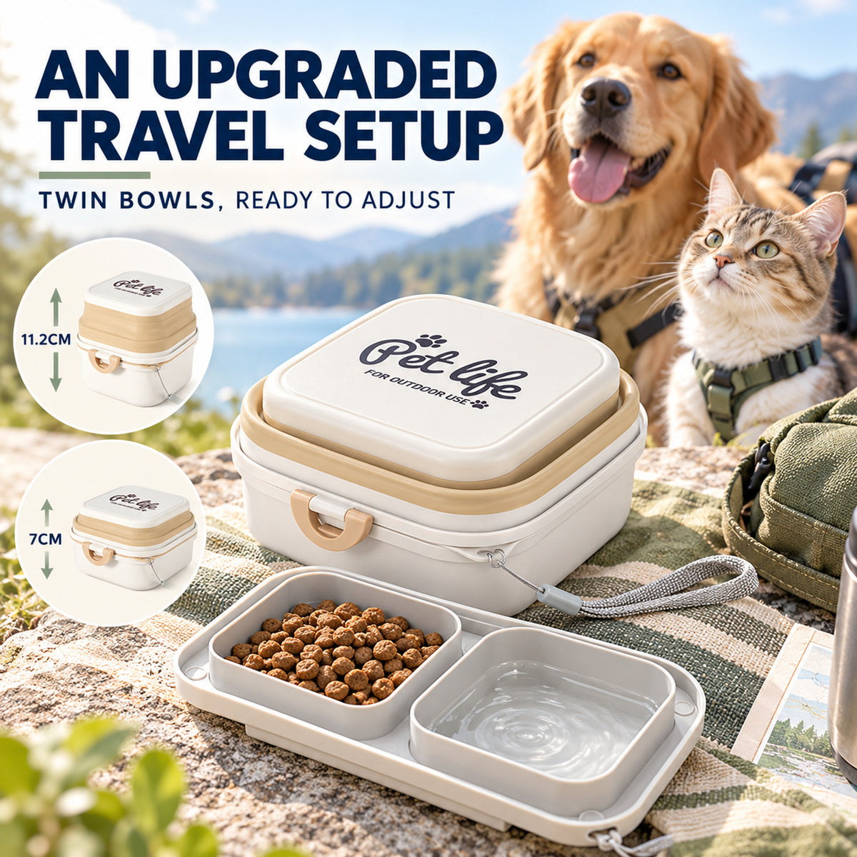 Upgraded 800 ml Collapsible Pet Travel Bowl, 3 Colors, By GAVPEPY image 2 - 01-Overview.jpg