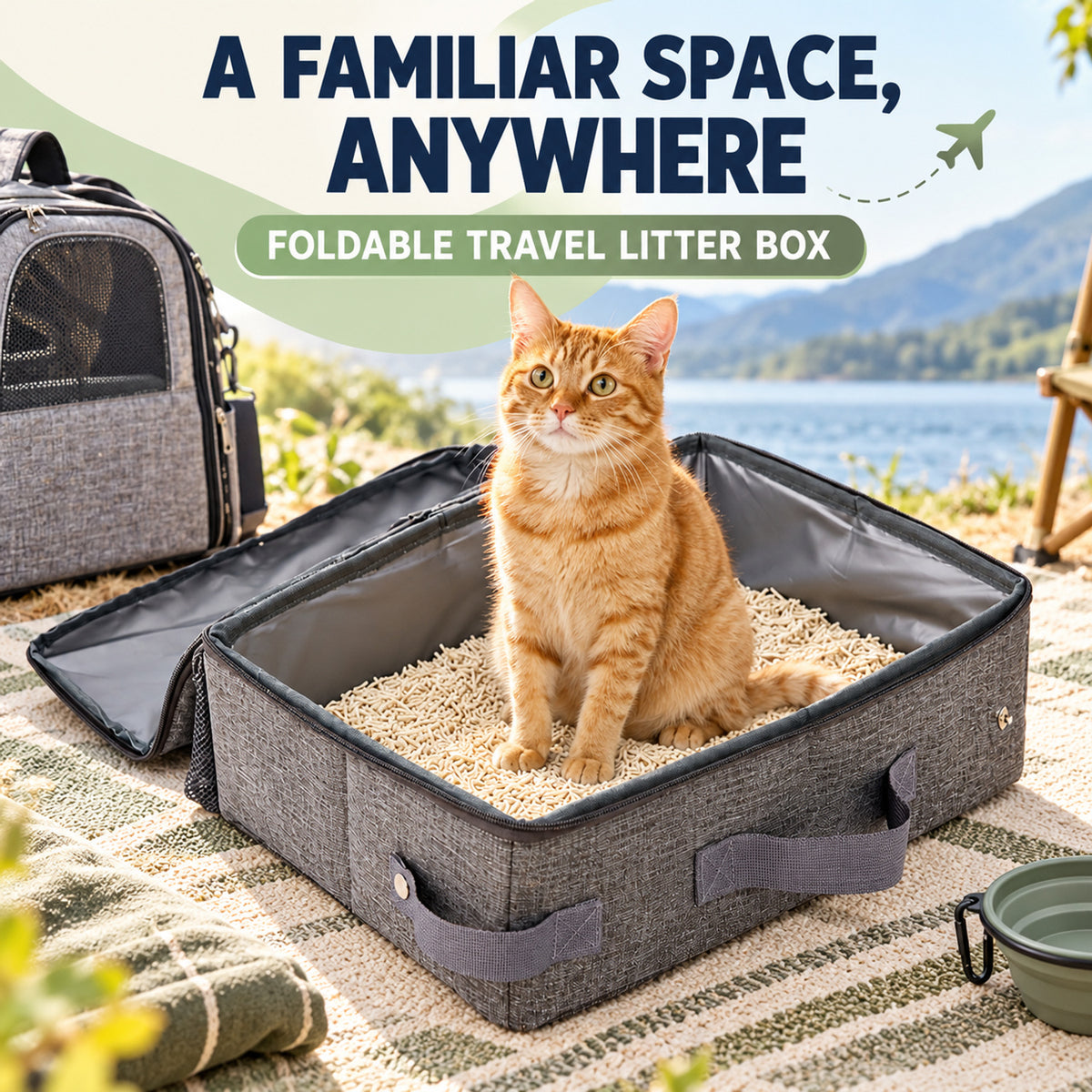 Foldable Travel Litter Box with Scoop, 3 Sizes, By GAVPEPY image 2 - 01-Overview.jpg