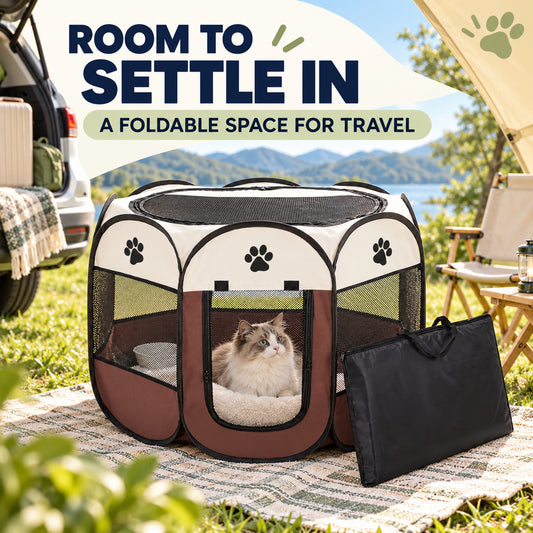 Foldable Black Pet Playpen with Carry Bag, 3 Sizes, By GAVPEPY image 2 - 01-Overview.jpg