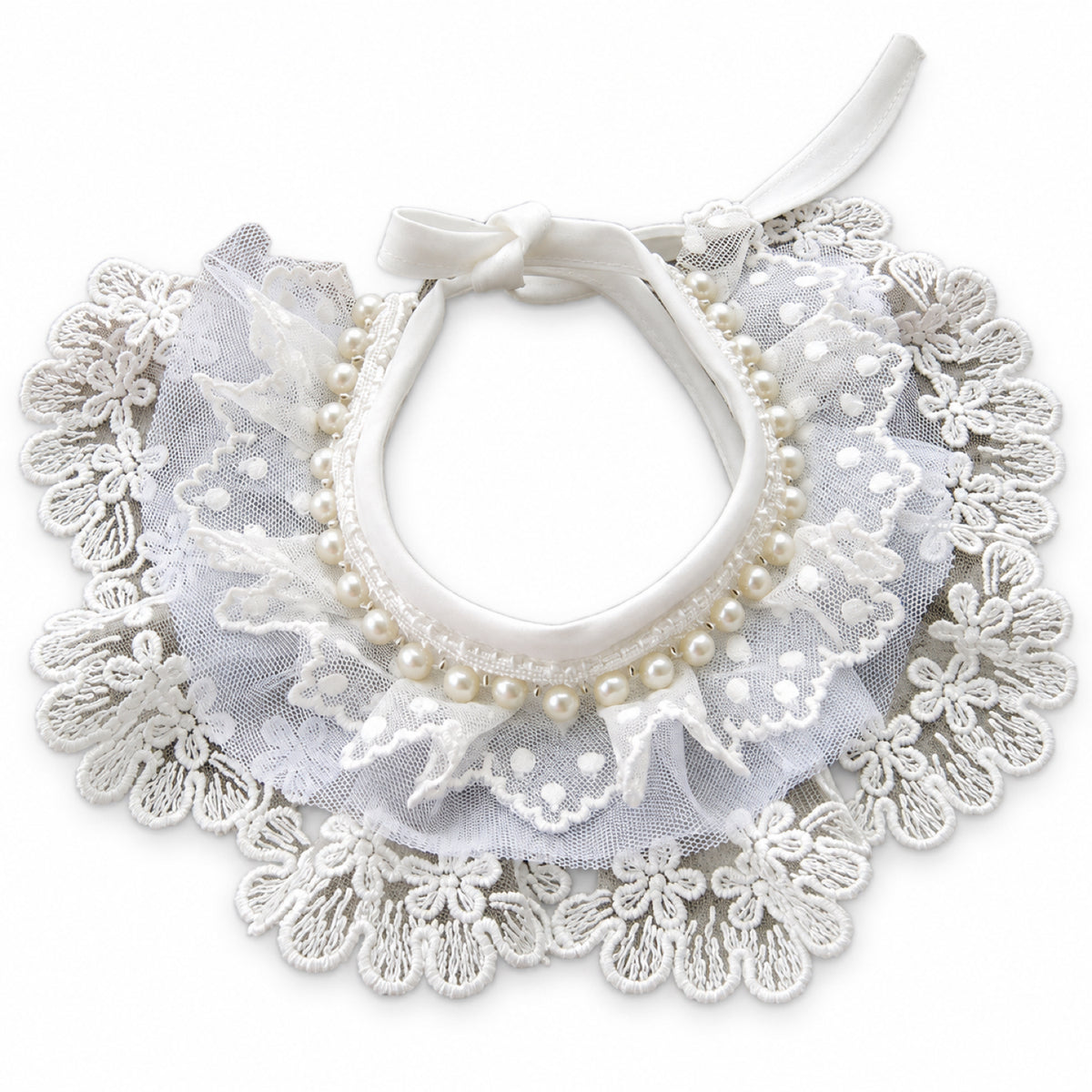 GAVPEPY Lace-Trim Pet Collar Bib, Sizes XS, S, M, L, XL, White, for pet photos, outings and celebrations; decorative neckwear with the selected print and fit shown in the product photos; review the selected variant photo for details image 1 - 01-主图.jpg