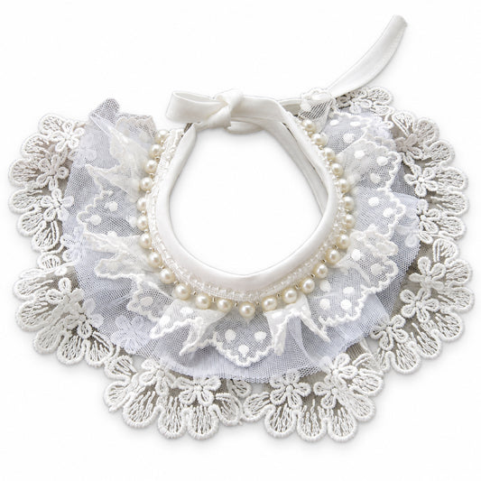 GAVPEPY Lace-Trim Pet Collar Bib, Sizes XS, S, M, L, XL, White, for pet photos, outings and celebrations; decorative neckwear with the selected print and fit shown in the product photos; review the selected variant photo for details image 1 - 01-主图.jpg