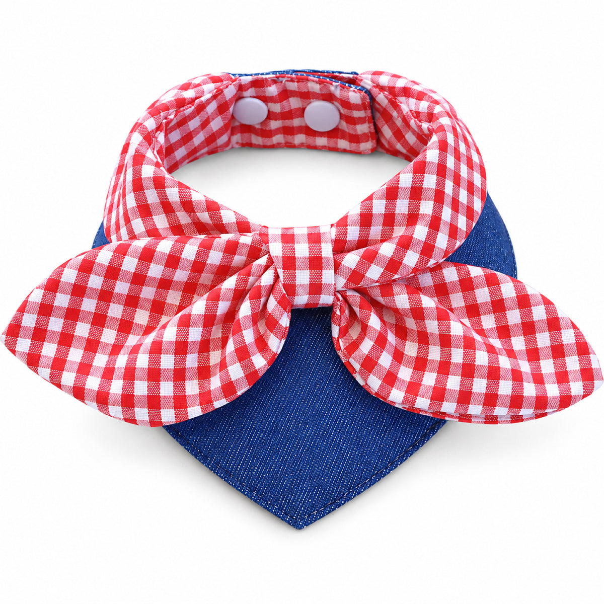 GAVPEPY Polyester Gingham Bow Pet Bib, Sizes S, M, Red, for pet photos, outings and celebrations; decorative neckwear with the selected print and fit shown in the product photos; review the selected variant photo for details image 1 - 01-主图.jpg
