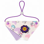 GAVPEPY Fabric Reversible Printed Pet Bandana, Sizes S, L, Purple, for pet photos, outings and celebrations; decorative neckwear with the selected print and fit shown in the product photos; review the selected variant photo for details