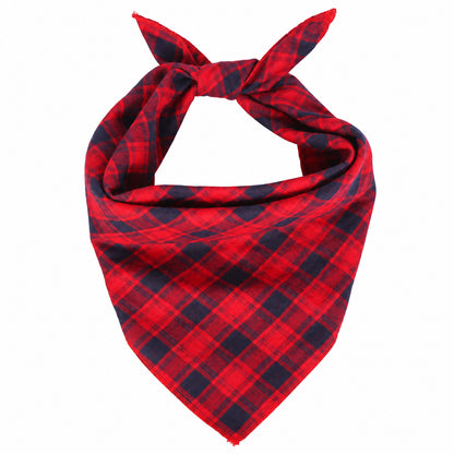 GAVPEPY Cotton Plaid Tie Pet Bandana, Sizes 68 x 45 x 45, One Size, Red, Green, White, Brown, for photos, celebrations, walks and everyday pet outfits; a neckwear accessory for everyday outfits, portraits and special occasions image 1 - 01-主图.jpg