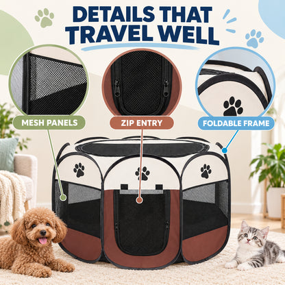 Foldable Pet Playpen, 6 Colors, 3 Sizes & 2 Packages, By GAVPEPY image 3 - 02-Design-Details.jpg