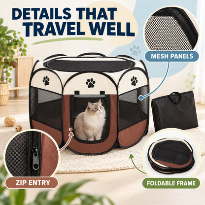 Foldable Black Pet Playpen with Carry Bag, 3 Sizes, By GAVPEPY image 3 - 02-Design-Details.jpg