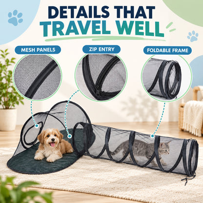 Foldable Pet Travel Tent with Tunnel, By GAVPEPY image 3 - 02-Design-Details.jpg