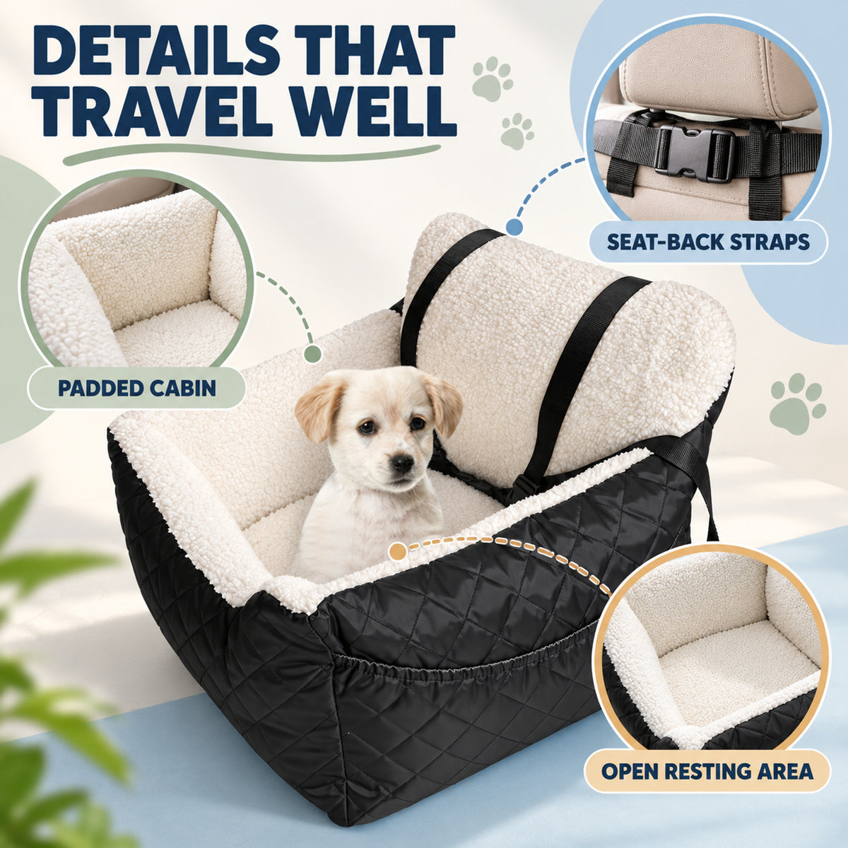 Rear Seat Pet Travel Bed, By GAVPEPY image 3 - 02-Design-Details.jpg