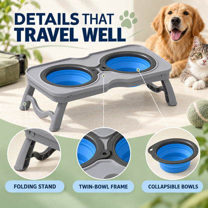 Foldable Double Pet Bowl Stand, 2 Colors & 2 Sizes, By GAVPEPY image 3 - 02-Design-Details.jpg