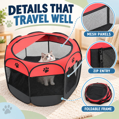Foldable Oxford Fabric Pet Playpen, 6 Colors & 3 Sizes, By GAVPEPY image 3 - 02-Design-Details.jpg