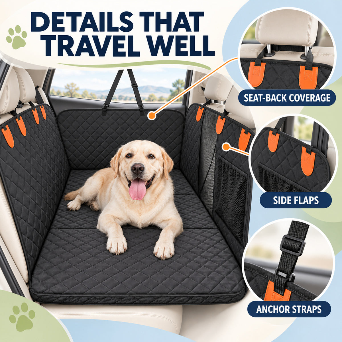 Rear Seat Pet Protector, 3 Patterns, By GAVPEPY image 3 - 02-Design-Details.jpg