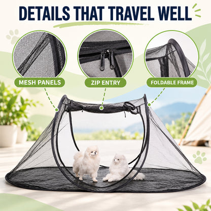 Foldable Green Pet Travel Tent, 3 Configurations, By GAVPEPY image 3 - 02-Design-Details.jpg