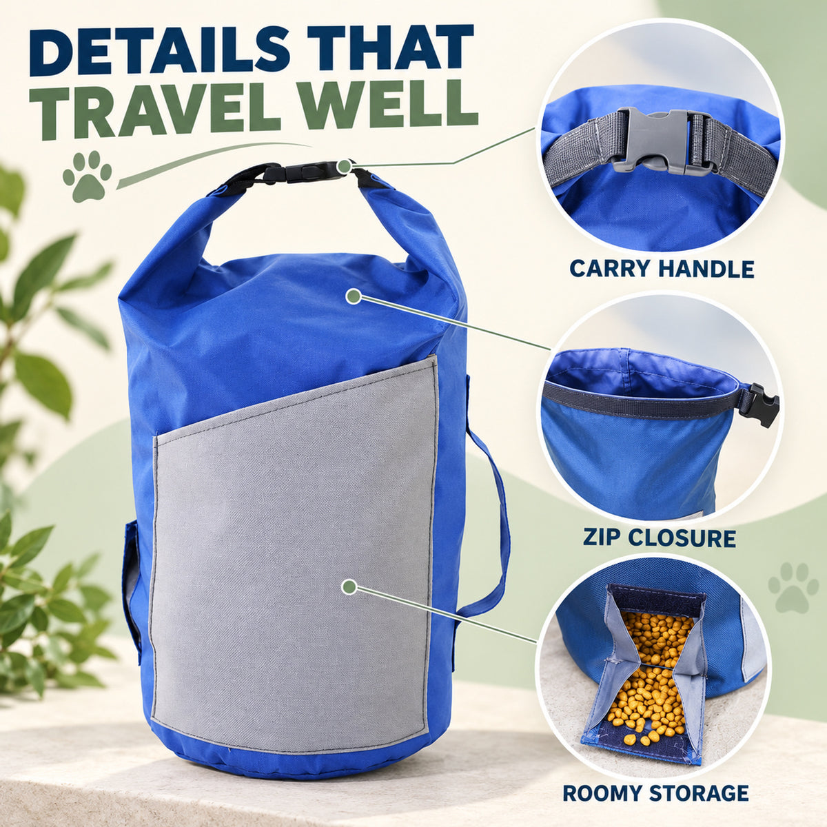 Oxford Fabric Pet Food Travel Bag, 25 x 5 x 10 cm, By GAVPEPY image 3 - 02-Design-Details.jpg