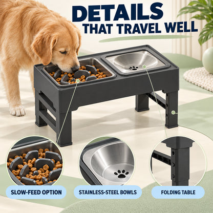Foldable Pet Bowl Table, 2 Colors & 2 Bowl Types, By GAVPEPY image 3 - 02-Design-Details.jpg