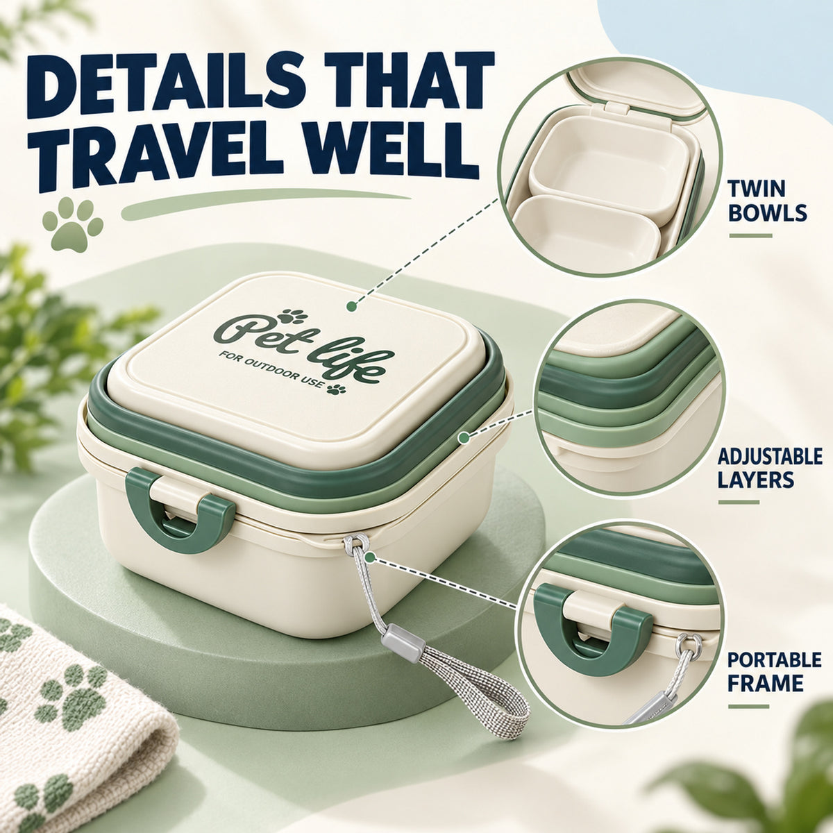 400 ml Collapsible Pet Travel Bowl, 3 Colors, By GAVPEPY image 3 - 02-Design-Details.jpg