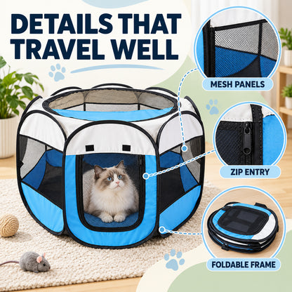 Foldable Oxford Fabric Pet Playpen, 2 Colors & 3 Sizes, By GAVPEPY image 3 - 02-Design-Details.jpg