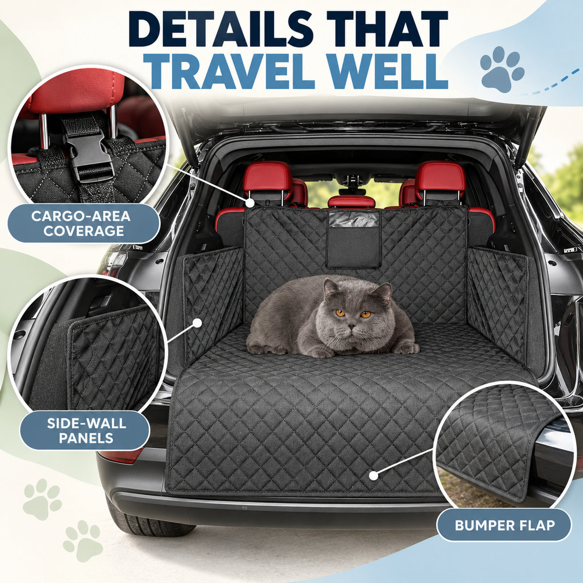 600D Oxford Fabric Vehicle Cargo Area Pet Protector, By GAVPEPY image 3 - 02-Design-Details.jpg