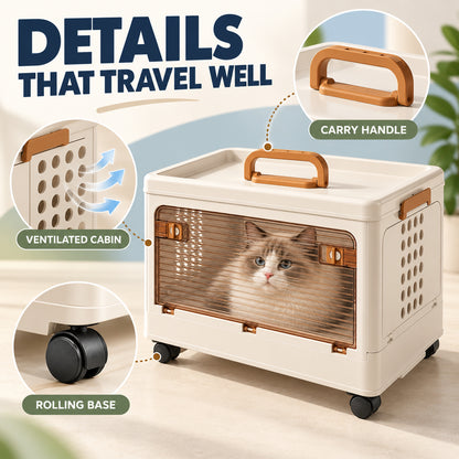 Portable Wheeled Pet Travel Carrier, 44.5 x 32 x 26 cm, By GAVPEPY image 3 - 02-Design-Details.jpg