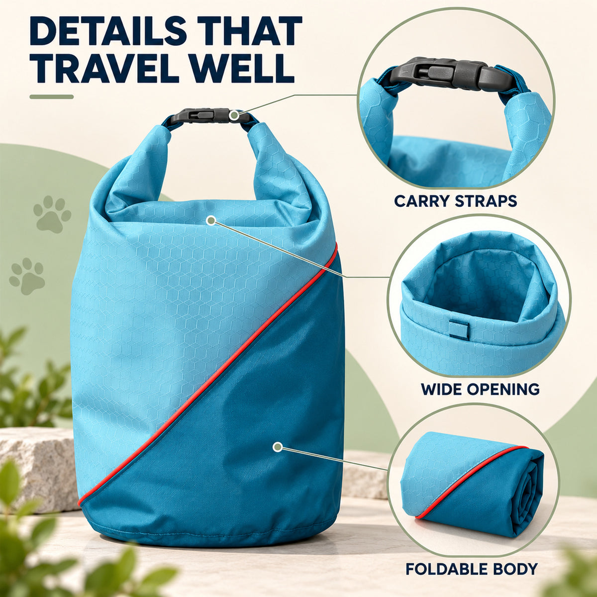 Foldable Water-Resistant Pet Food Travel Bag, By GAVPEPY image 3 - 02-Design-Details.jpg