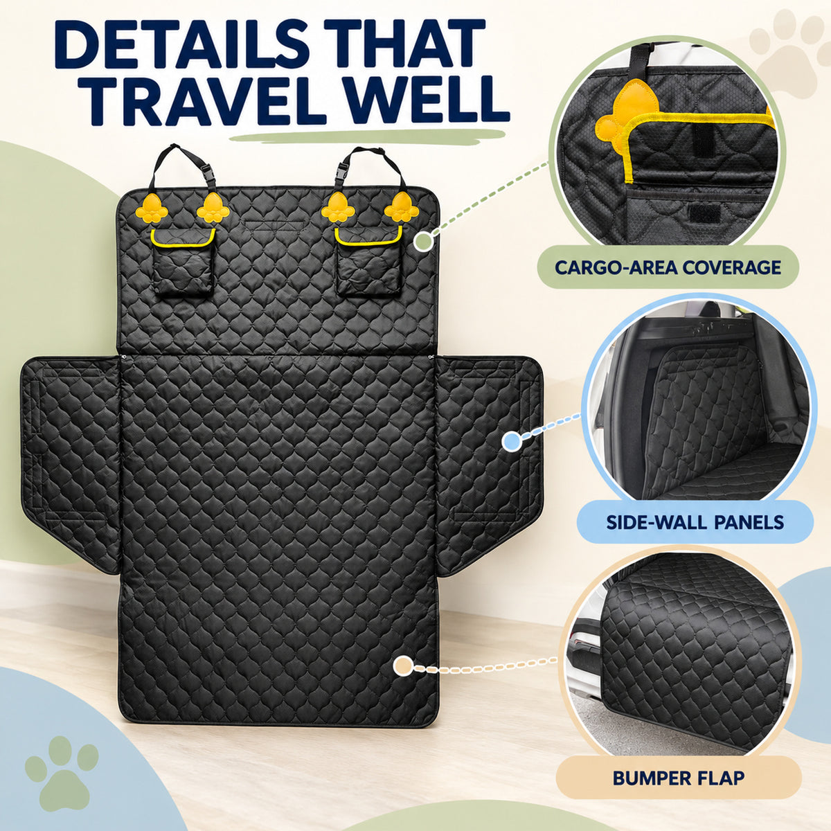 Vehicle Cargo Area Pet Protector, 185 x 104 x 33 cm, By GAVPEPY image 3 - 02-Design-Details.jpg