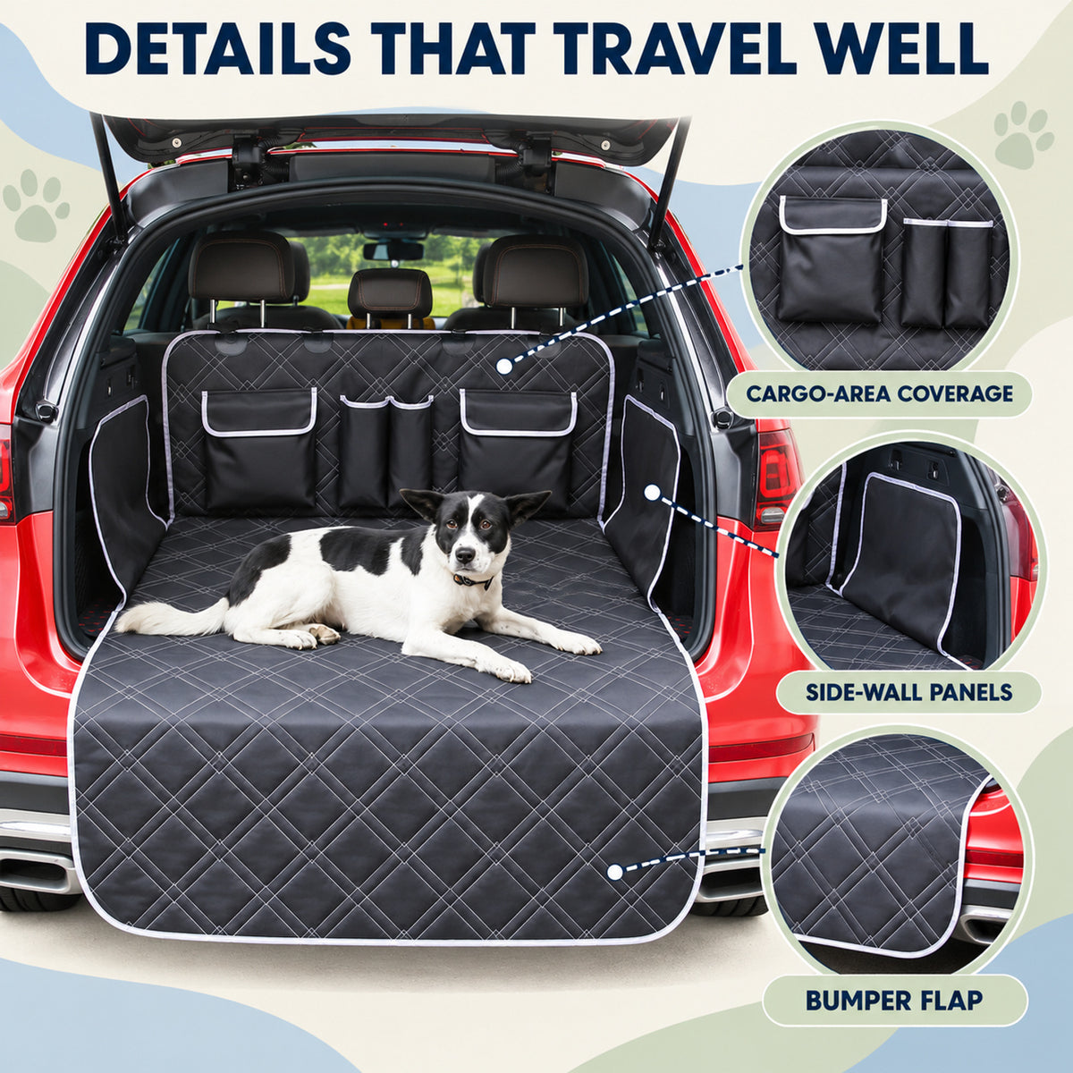 Checkered Vehicle Cargo Area Pet Protector, By GAVPEPY image 3 - 02-Design-Details.jpg