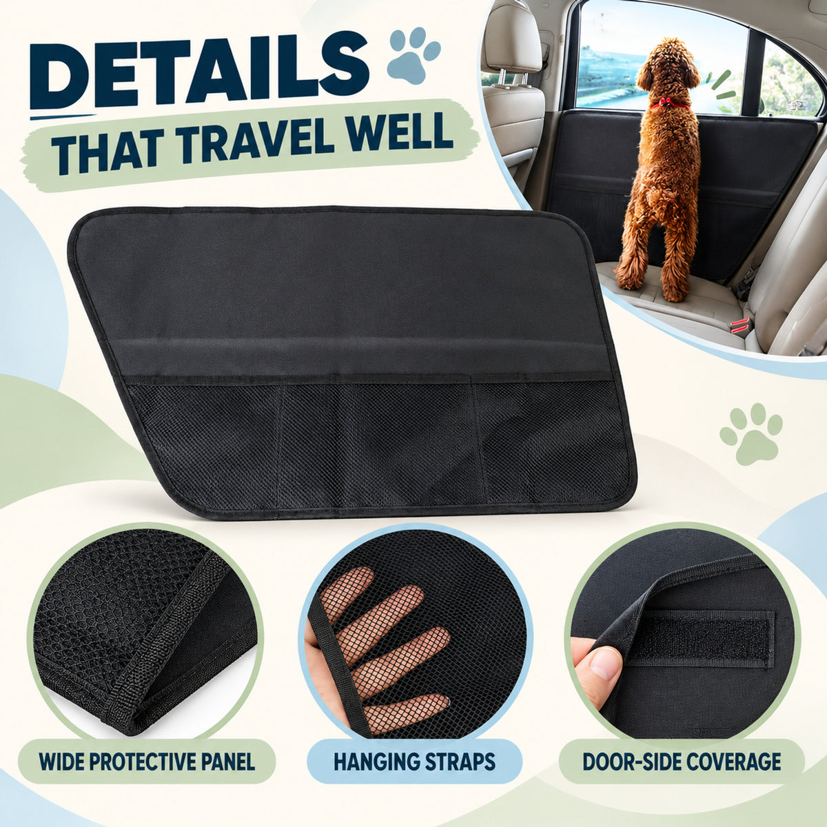Oxford Fabric Vehicle Door Panel Pet Protector, 73 x 43 cm, By GAVPEPY image 3 - 02-Design-Details.jpg