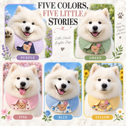 GAVPEPY Polyester Gingham Bear Pet Bib, 6 size options, 5 color or pattern options, for photos, celebrations, walks and everyday pet outfits; a neckwear accessory for everyday outfits, portraits and special occasions image 2 - 02-五色画册.jpg