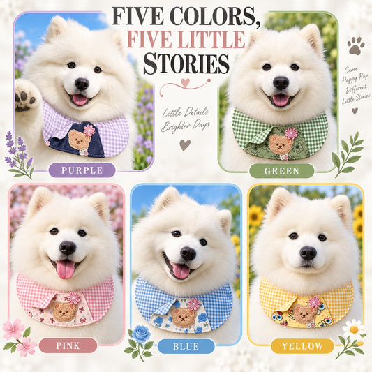 GAVPEPY Polyester Gingham Bear Pet Bib, 6 size options, 5 color or pattern options, for photos, celebrations, walks and everyday pet outfits; a neckwear accessory for everyday outfits, portraits and special occasions image 2 - 02-五色画册.jpg