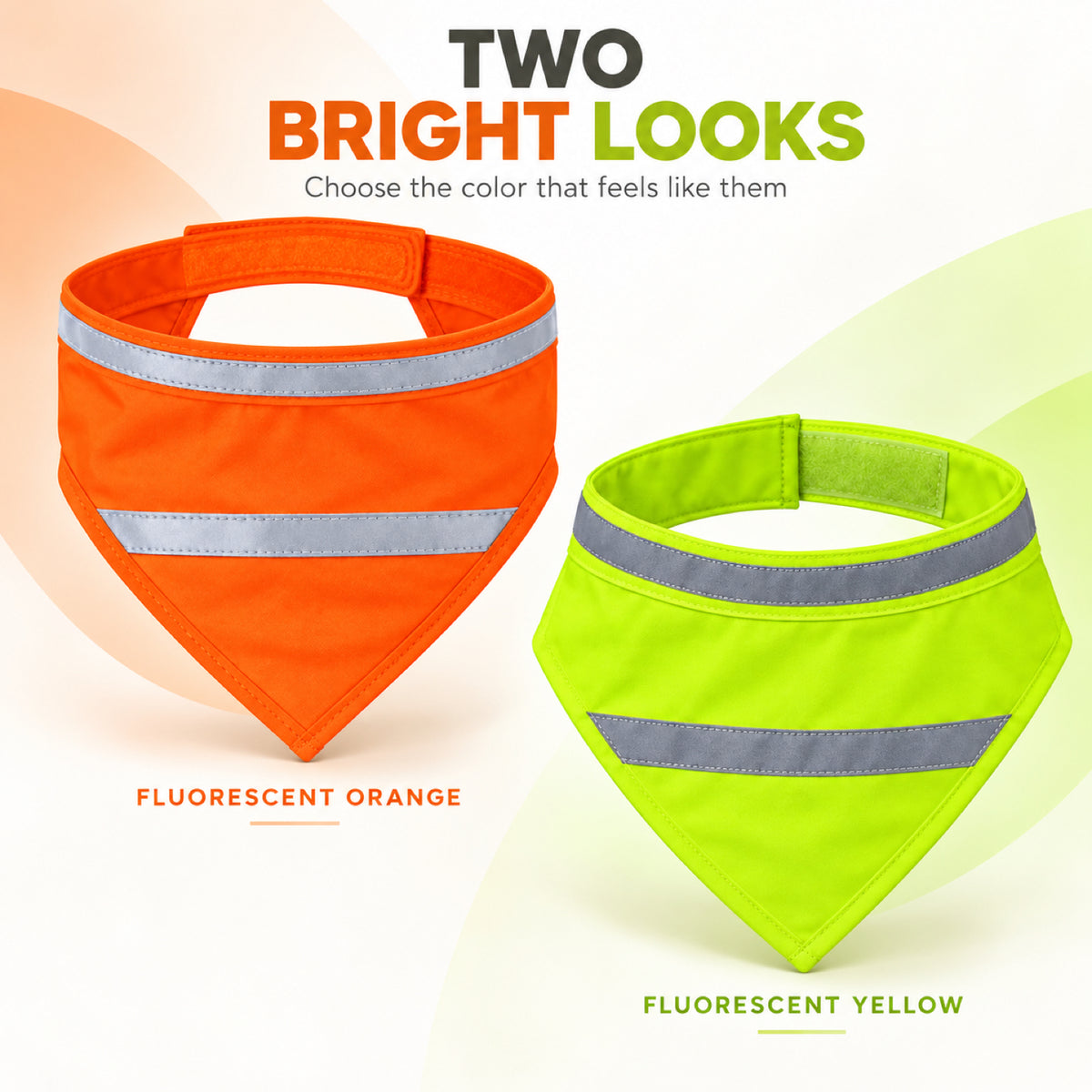 GAVPEPY Polyester Reflective Orange Pet Bandana, Sizes Large, Medium, Small, Orange, Yellow, for photos, celebrations, walks and everyday pet outfits; a neckwear accessory for everyday outfits, portraits and special occasions image 2 - 02-双色选择.jpg