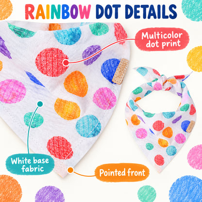 GAVPEPY Cotton Rainbow Dot Pet Bandana, Sizes S, L, as pictured, for pet photos, outings and celebrations; decorative neckwear with the selected print and fit shown in the product photos; review the selected variant photo for details image 2 - 02-彩虹波点外观.jpg