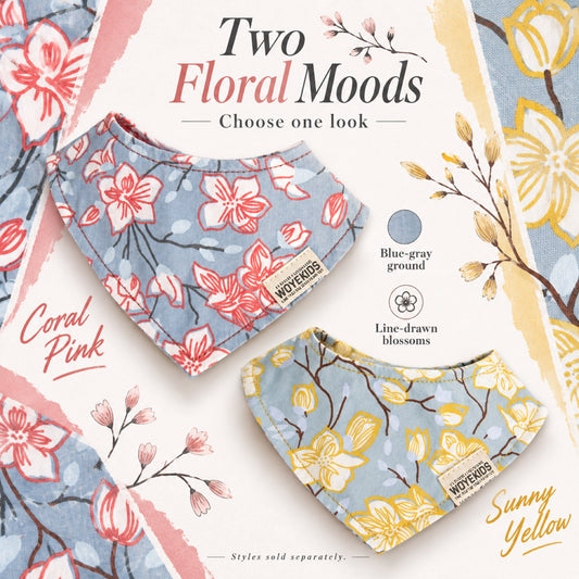 GAVPEPY Cotton Floral Pet Bandana, Sizes S, M, L, Yellow, Pink, for pet photos, outings and celebrations; decorative neckwear with the selected print and fit shown in the product photos; review the selected variant photo for details image 2 - 02-双花色选择.jpg