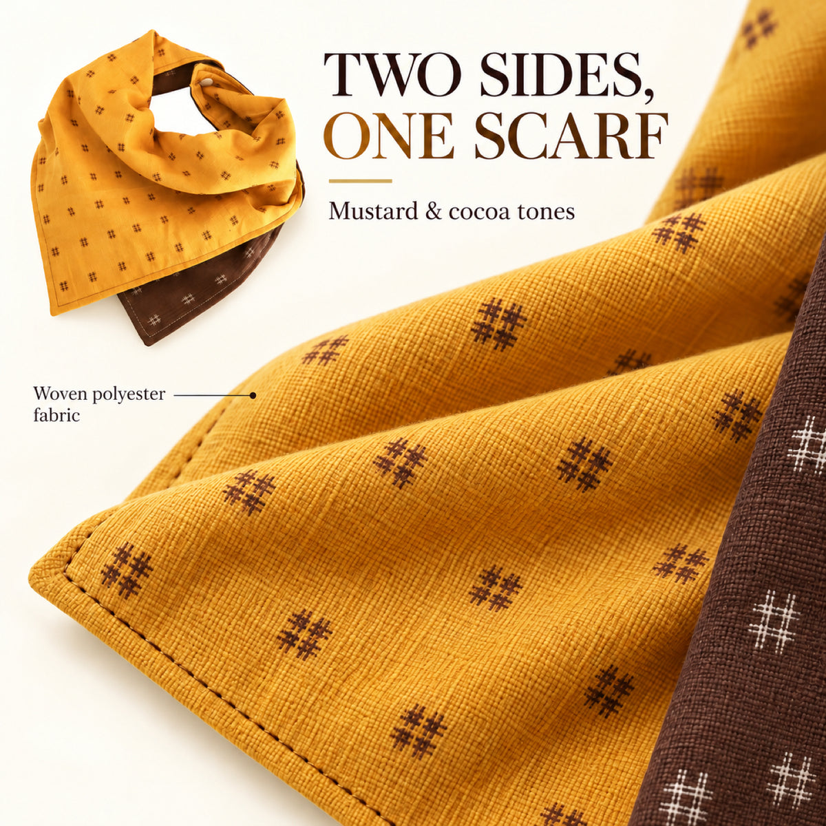 GAVPEPY Polyester Color-Block Square Pet Bandana, Sizes S, M, L, XL, Yellow, Black, for photos, celebrations, walks and everyday pet outfits; a neckwear accessory for everyday outfits, portraits and special occasions image 2 - 02-双面织纹.jpg