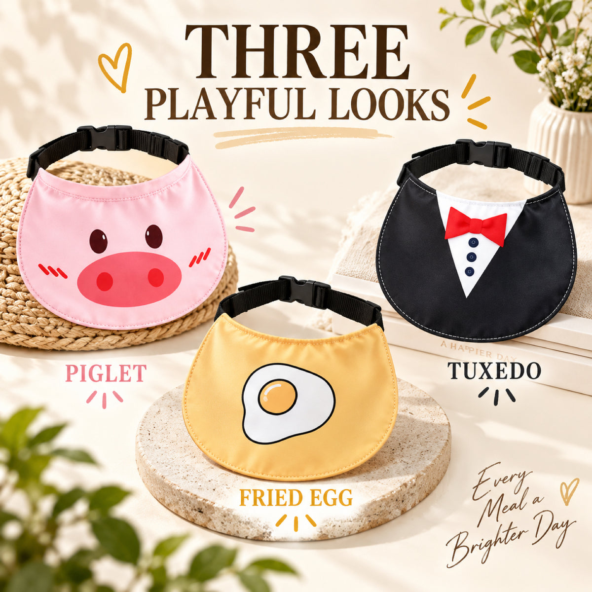 GAVPEPY Polyester Adjustable Printed Pet Bib, Sizes S, M, L, XL, XXL, 5 color or pattern options, for photos, celebrations, walks and everyday pet outfits; a neckwear accessory for everyday outfits, portraits and special occasions image 2 - 02-卡通三款.jpg