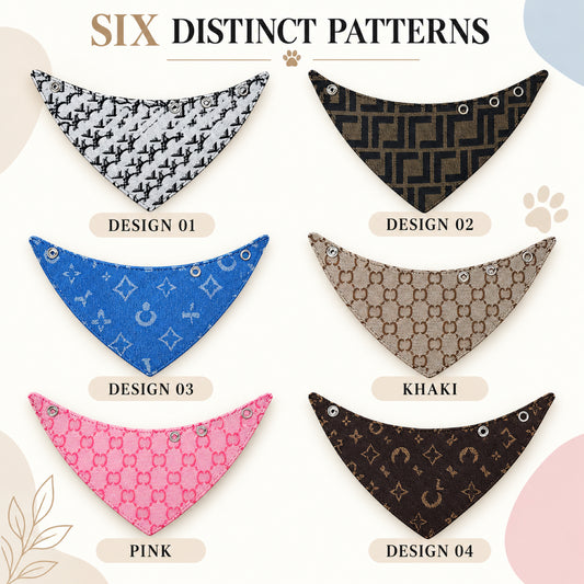 GAVPEPY Polyamide Adjustable Printed Pet Bandana, Sizes S, M, L, Khaki, Pink, for photos, celebrations, walks and everyday pet outfits; a neckwear accessory for everyday outfits, portraits and special occasions image 2 - 02-六款花纹.jpg