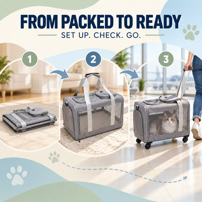 Soft-Sided Rolling Pet Carrier, 4 Colors & 2 Configurations, By GAVPEPY image 4 - 03-Product-Facts.jpg