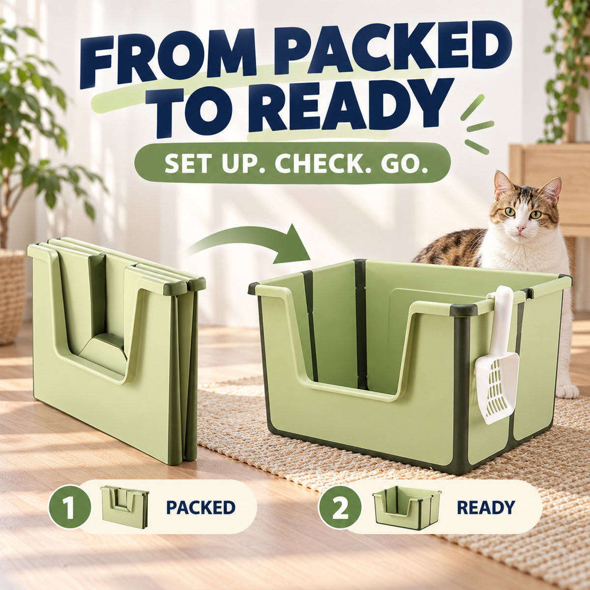 Collapsible PP Travel Litter Box, 2 Colors, By GAVPEPY image 4 - 03-Product-Facts.jpg