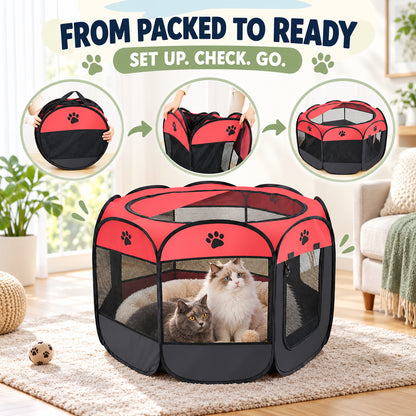 Foldable Oxford Fabric Pet Playpen, 6 Colors & 3 Sizes, By GAVPEPY image 4 - 03-Product-Facts.jpg
