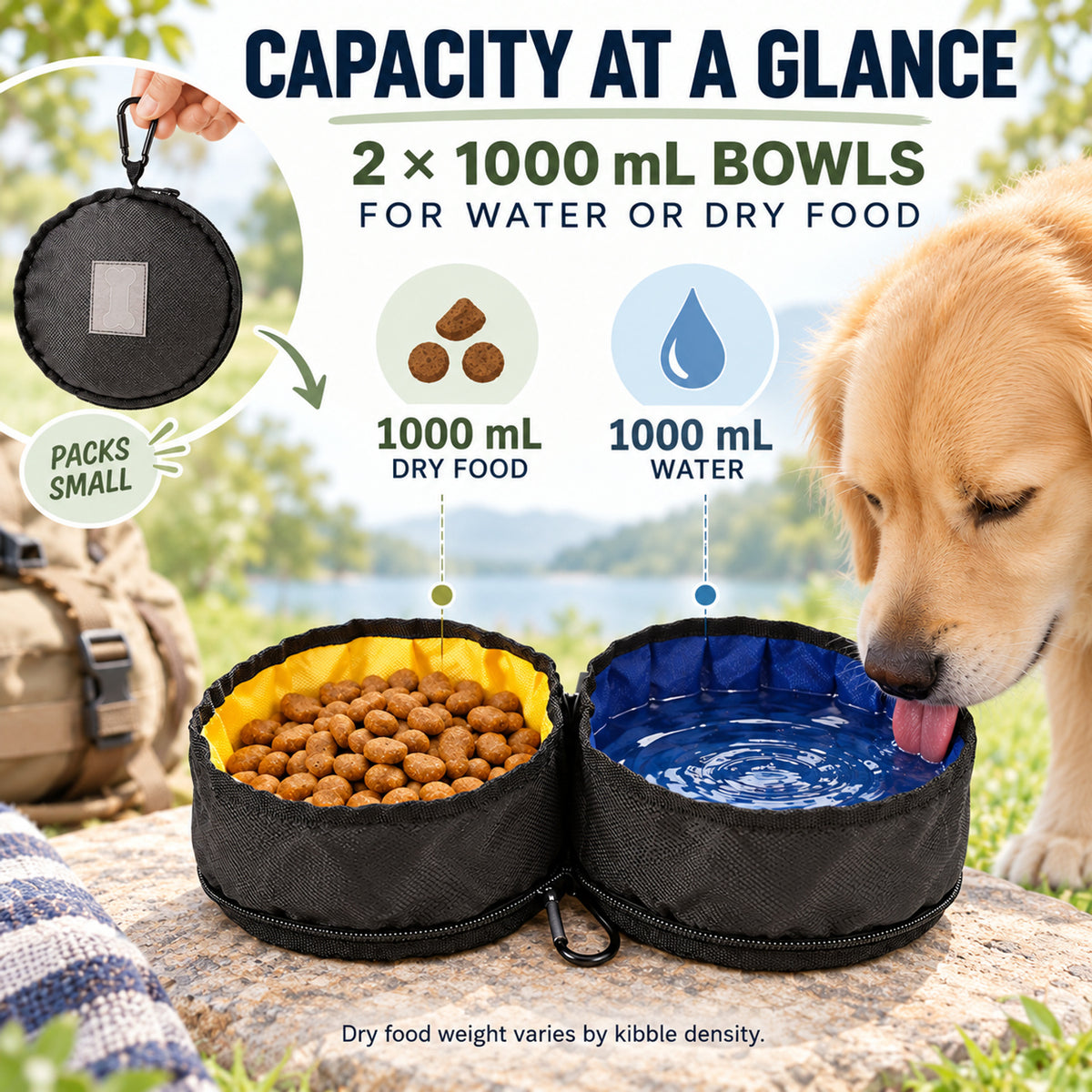 Foldable Nylon Double Pet Travel Bowl, By GAVPEPY image 4 - 03-Product-Facts.jpg