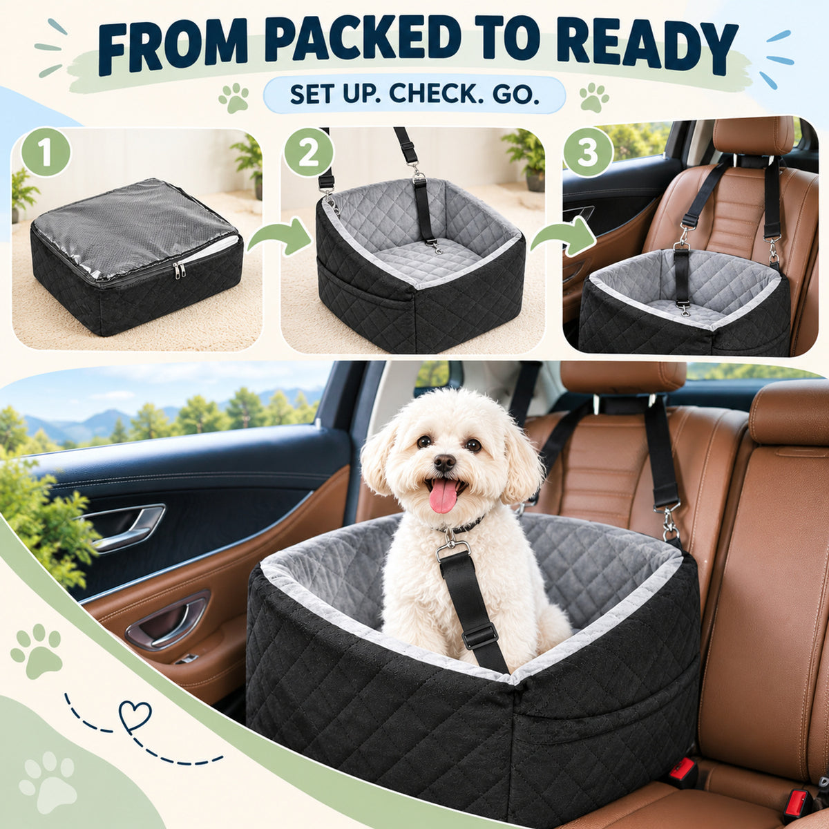 Plush Pet Car Seat and Travel Bed, 3 Colors, By GAVPEPY image 4 - 03-Product-Facts.jpg