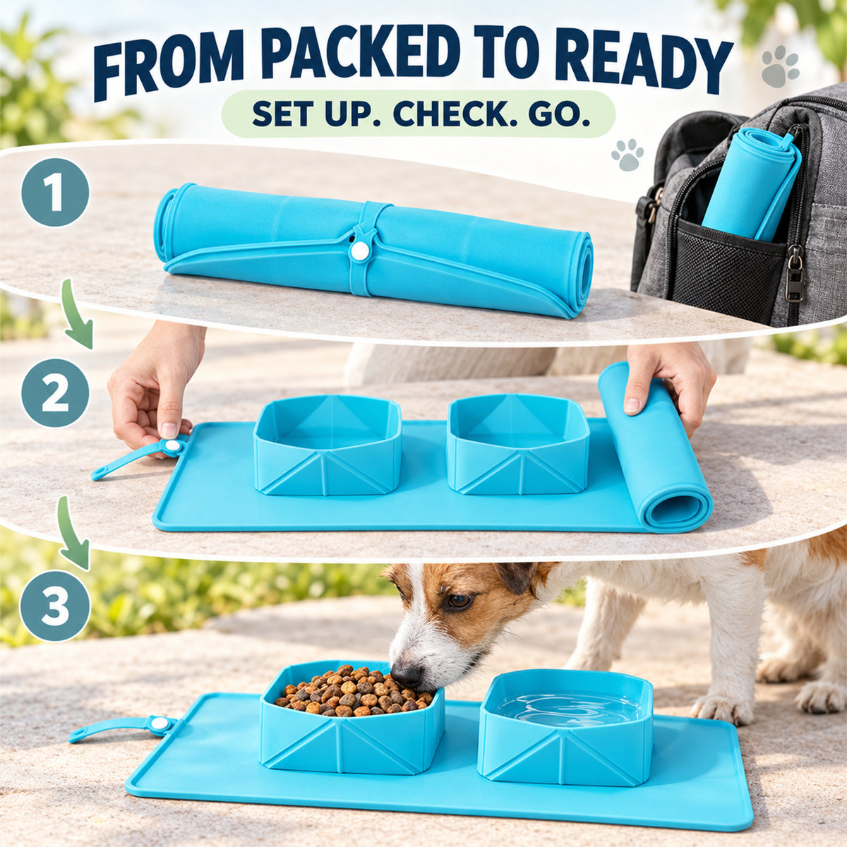 Foldable Silicone Double-Bowl Feeding Mat, 3 Colors & 2 Sizes, By GAVPEPY image 4 - 03-Product-Facts.jpg