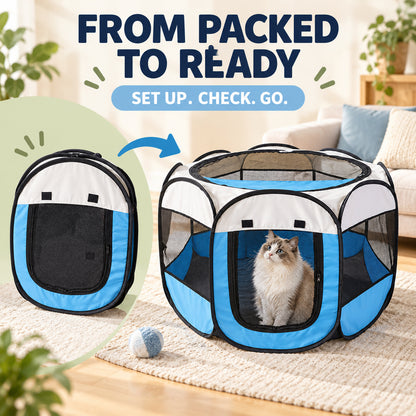 Foldable Oxford Fabric Pet Playpen, 2 Colors & 3 Sizes, By GAVPEPY image 4 - 03-Product-Facts.jpg