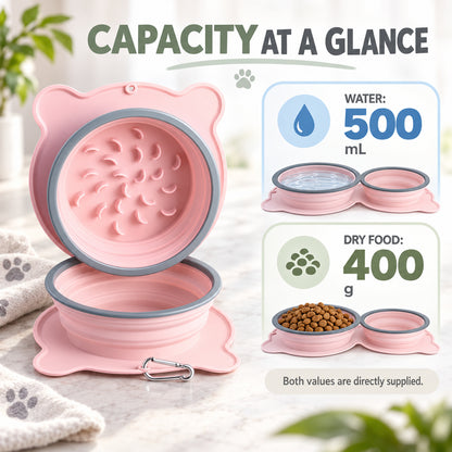 Twin Collapsible Silicone Pet Travel Bowls, 7 Colors, By GAVPEPY image 4 - 03-Product-Facts.jpg