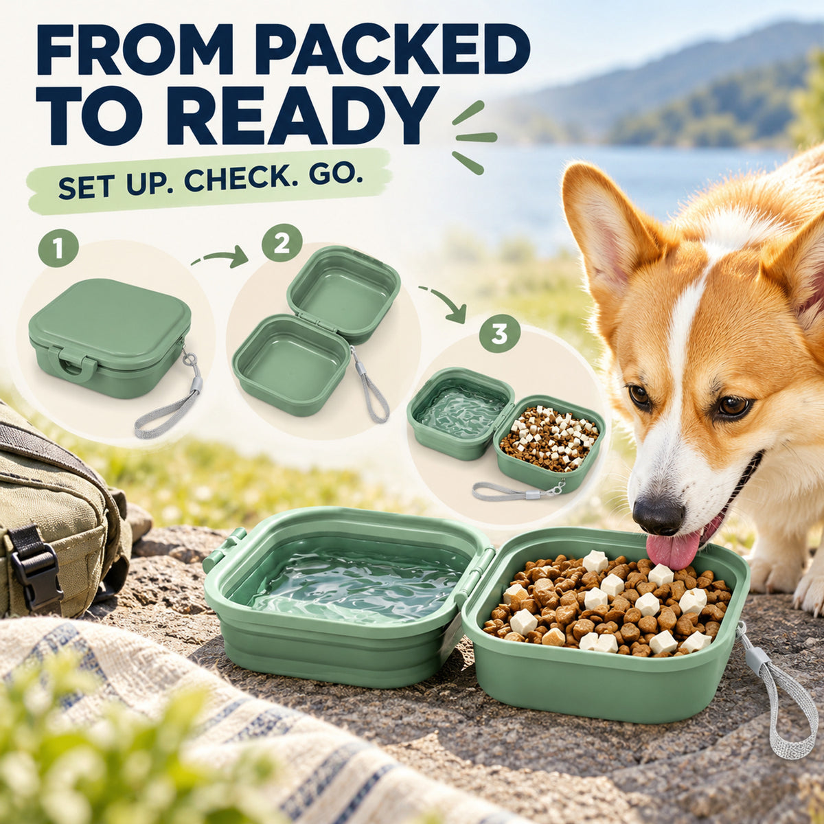 400 ml Collapsible Pet Travel Bowl, 3 Colors, By GAVPEPY image 4 - 03-Product-Facts.jpg