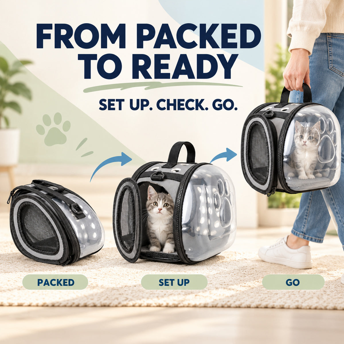 Soft-Sided Cat Travel Carrier, 6 Colors & 2 Sizes, By GAVPEPY image 4 - 03-Product-Facts.jpg