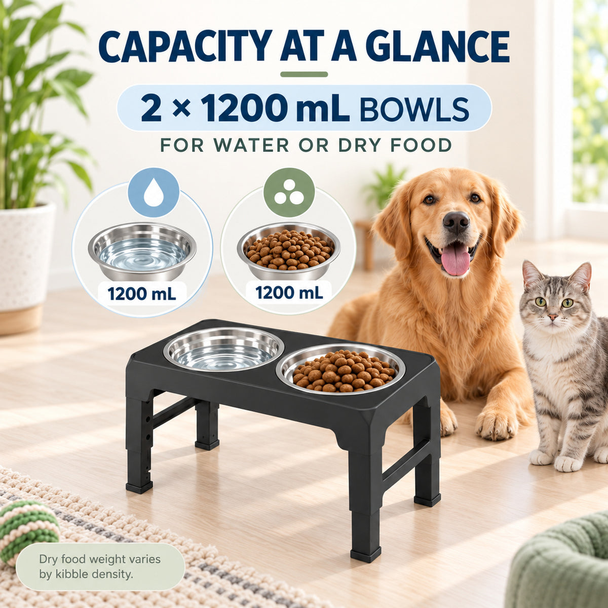 Adjustable Foldable Stainless Steel Pet Bowl Stand, 2 Colors, By GAVPEPY image 4 - 03-Product-Facts.jpg