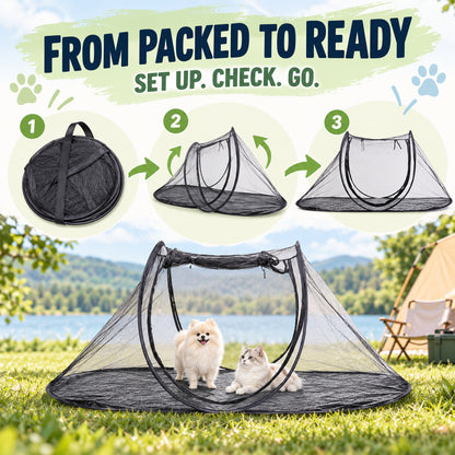 Foldable Green Pet Travel Tent, 3 Configurations, By GAVPEPY image 4 - 03-Product-Facts.jpg