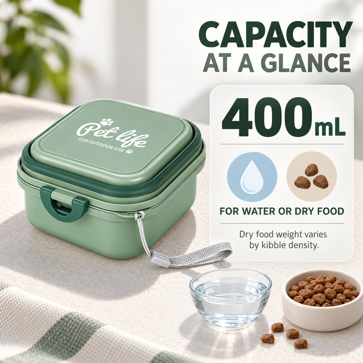 400 ml Collapsible Pet Travel Bowl, 3 Colors, By GAVPEPY image 4 - 03-Product-Facts.jpg